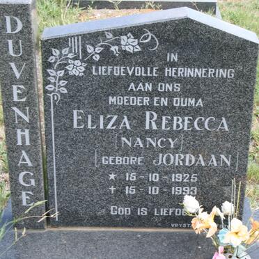 DUVENHAGE Eliza Rebecca nee JORDAAN 1925-1993