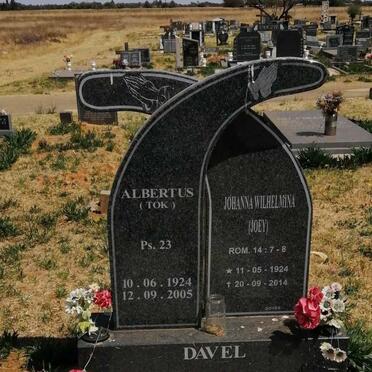 DAVEL Albertus 1924-2005 &amp; Johanna Wilhelmina 1924-2014