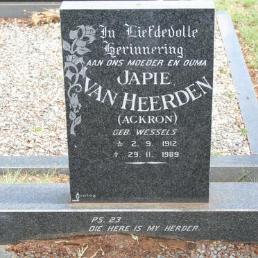 HEERDEN Japie, van voorheen ACKRON nee WESSELS 1912-1989