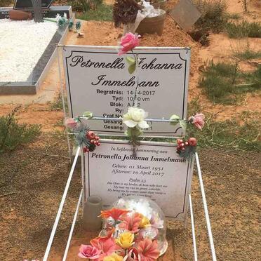 IMMELMANN Petronella Johanna 1951-2017