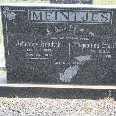 MEINTJES Johannes Hendrik 1899-1975 &amp; Magdalena Martha S. 1909-1996