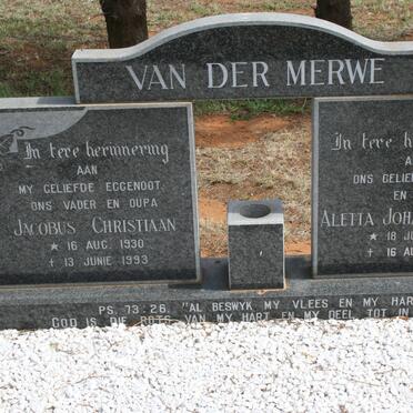 MERWE Jacobus Christiaan, van der 1930-1993 &amp; Aletta Johanna NORTJE 1936-2005