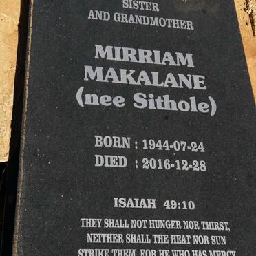 MAKALANE Mirriam nee SITHOLE 1944-2016