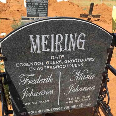 MEIRING Frederik Johannes 1933- &amp; Maria Johanna 1939-2017