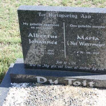 TOIT Albertus Johannes, du 1944-2000 &amp; Maria WATERMEYER 1950-