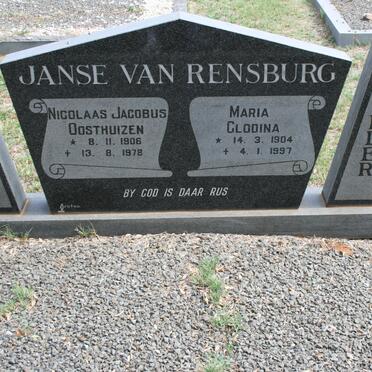 RENSBURG Nicolaas Jacobus Oosthuizen, Janse van 1906-1978 &amp; Maria Glodina 1904-1997