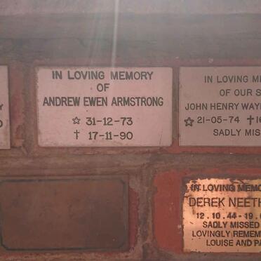 ARMSTRONG Andrew Ewen 1973-1990 :: HARVEY John Henry Wayne 1974-1992 :: NEETHLING Derek 1944-1993