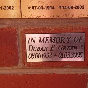 GREEN Duban E. 1932-2005