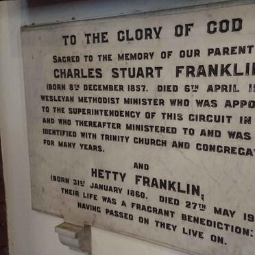 FRANKLIN Charles Stuart 1857-1931 &amp; Hetty 1860-1902
