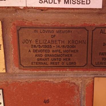 KROHN Alexander Hutton 1924-2008 &amp; Joy Elizabeth 1925-2001