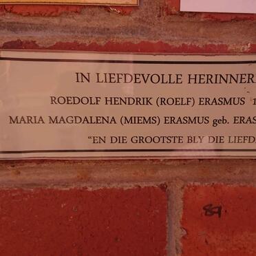 ERASMUS Roedolf Hendrik 1883-1959 &amp; Maria Magdalena ERASMUS 1890-1969