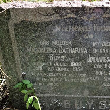 BUYS Johannes Christiaan 1859-1943 &amp; Magdalena Catharina 1866-1954