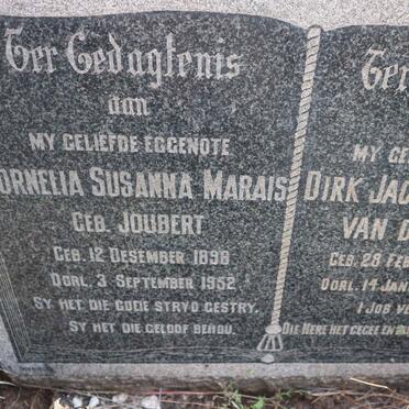 BERGH Dirk Jacobus Petrus, van den 1890-1945 &amp; Cornelia Susanna Marais JOUBERT 1896-1952