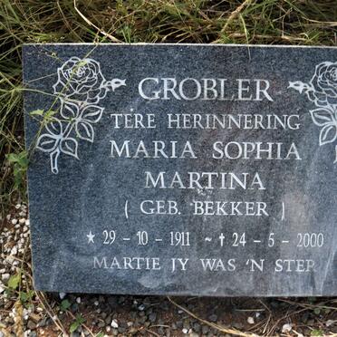 GROBLER Maria Sophia Martina nee BEKKER 1911-2000