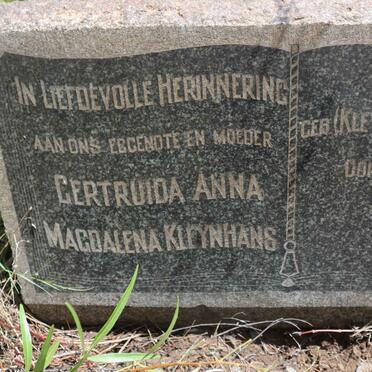 KLEYNHANS Gertruida Anna Magdalena nee KLEYNHANS  1882-1942