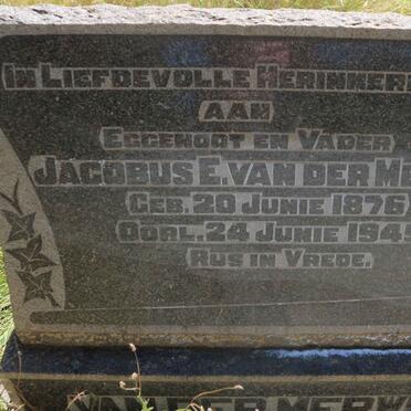 MERWE Jacobus E., van der 1876-1945