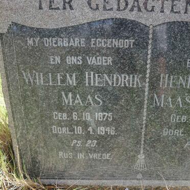 MAAS Willem Hendrik 1875-1946 &amp; Hendrina C.C. V. ZYL 1886-1983