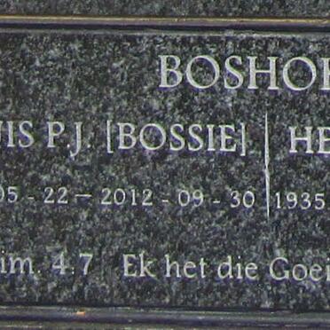 BOSHOFF Louis P.J. 1930-2012 &amp; Hettie C.H. HART 1935-2019