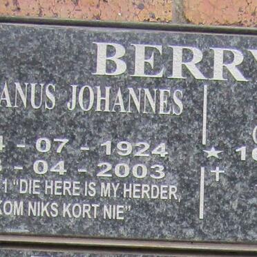 BERRY Hermanus Johannes 1924-2003 &amp; Irene STAAL 1928-