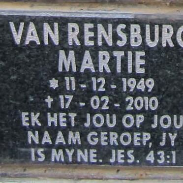 RENSBURG Martie, van 1949-2010
