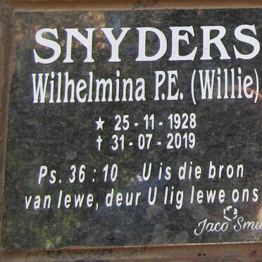 SNYDERS Wilhelmina P.E. 1928-2019