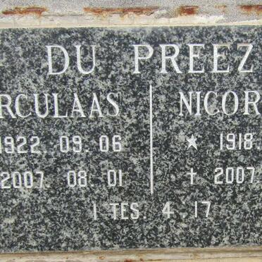 PREEZ Herculaas, du 1922-2007 &amp; Nicorina J. 1918-2007