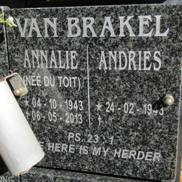 BRAKEL Andries, van 1943- &amp; Annalie DU TOIT 1943-2013