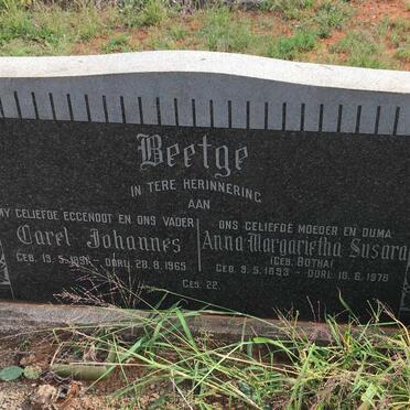 BEETGE Carel Johannes 1891-1965 &amp; Anna Margarietha Susara BOTHA 1893-1978