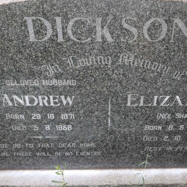 DICKSON Andrew 1871-1968 &amp; Elizabeth SHARP 1883-1970