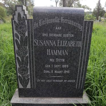 HAMMAN Susanna Elizabeth nee STEYN 1884-1949