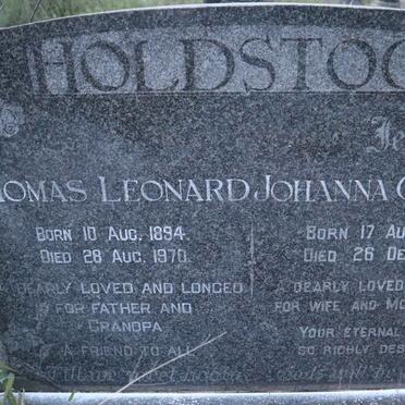HOLDSTOCK Thomas Leonard 1894-1970 &amp; Johanna Christina 1893-1953