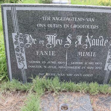 NAUDE Fanie 1905-1988 &amp; Mimie 1905-1997