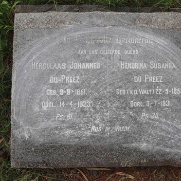 PREEZ Herculaas Johannes, du 1851-1923 &amp; Hendrina Susanna V.D.WALT 1855-1931