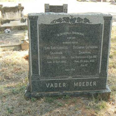 SAAIMAN Isak Bartholomeus 1861-1945 &amp; Susanna Catharina OOSTHUIZEN 1867-1932