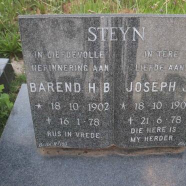 STEYN Barend H.B. 1902-1978 :: STEYN Joseph J. 1902-1978