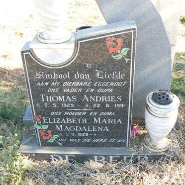 BEER Thomas Andries, de 1929-1991 &amp; Elizabeth Maria Magdalena 1929-