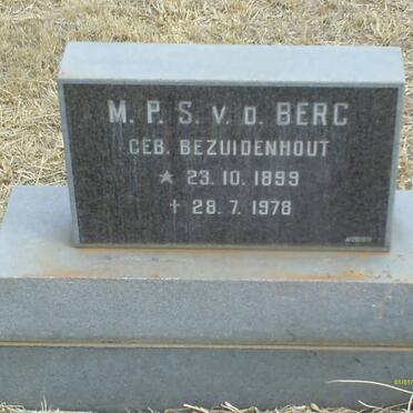 BERG M.P.S., v.d nee BEZUIDENHOUT 1899-1978