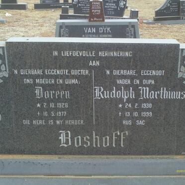 BOSHOFF Rudolph Marthinus 1930-1999 &amp; Doreen 1928-1977