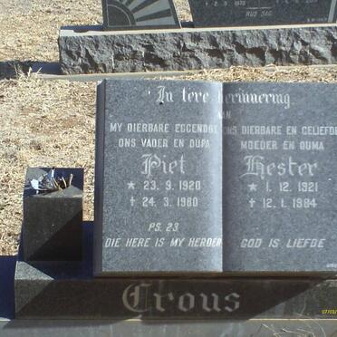 CROUS Piet 1920-1980 &amp; Hester 1921-1984
