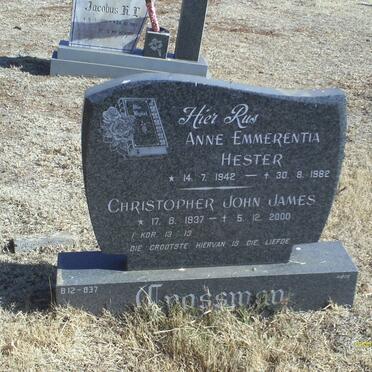 CROSSMAN Christopher John James 1937-2000 &amp; Anne Emmerentia Hester 1942-1982