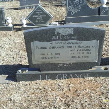 GRANGE Petrus Johannes, le 1895-1985 &amp; Susara Margaretha VAN DER MERWE 1904-1987