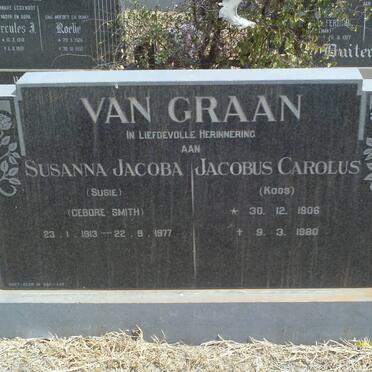 GRAAN Jacobus Carolus, van 1906-1980 &amp; Susanna Jacoba SMITH 1913-1977