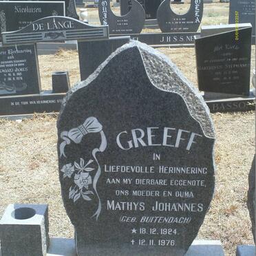 GREEFF Mathys Johannes nee BUITENDACH 1924-1976