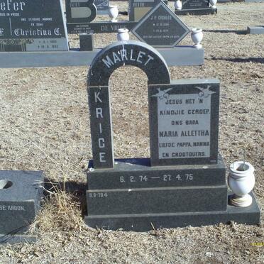 MARLET KRIGE Maria Allettha 1974-1975