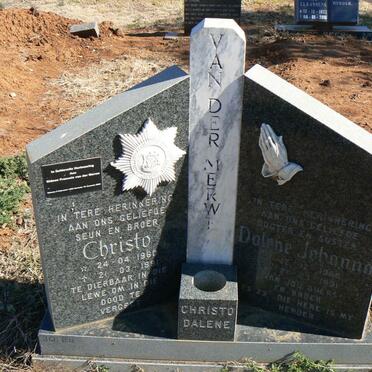 MERWE Christo, van der 1960-1991 :: VAN DER MERWE Dalene Johanna 1988-1991 :: VAN DER MERWE Gideon Francois