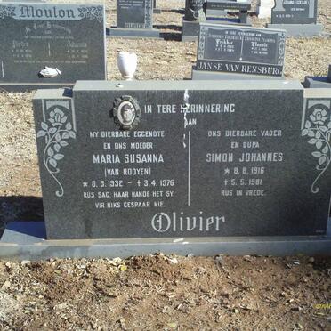 OLIVIER Simon Johannes 1916-1981 &amp; Maria Susanna VAN ROOYEN 1932-1976