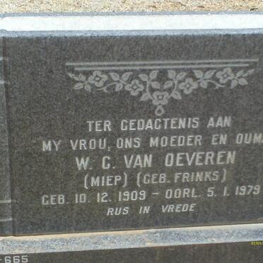 OEVEREN W.G., van nee FRINKS 1909-1979