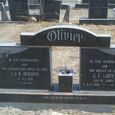 OLIVIER J.H.W. 1921-1976 &amp; J.E. DE JONGE 1924-1990