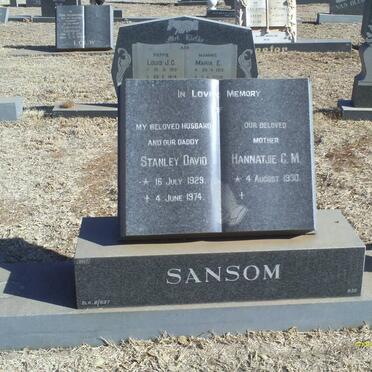 SANSOM Stanley David 1929-1974 &amp; Hannatjie C.M. 1930-