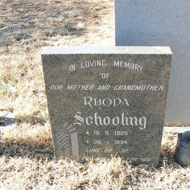 SCHOOLING Rhoda 1925-1994